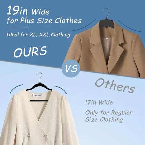 Vista 2 de King Mills Perchas extra anchas, perchas para colgar Ropa, perchas extra grandes de 19 pulgadas, ideales para abrigos de gran tamaño, chaquetas