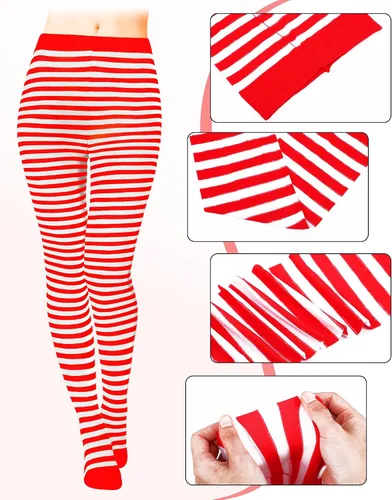 Vista 2 de 6 medias de rayas cómodas para mujer, medias de Halloween a rayas para niñas, disfraz de Halloween
