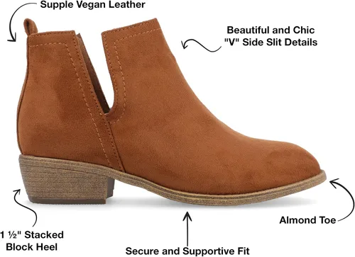 Vista 2 de Journee Collection Botas de gamuza sintética con punta redonda para mujer