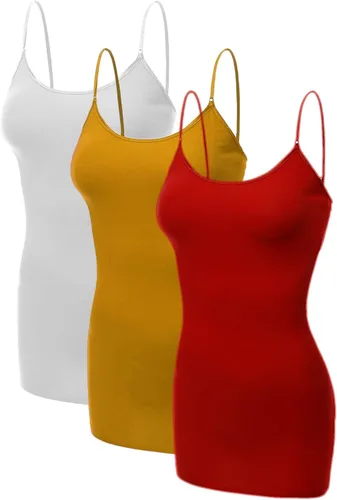 Vista 229 de Emmalise Camisola larga casual básica para mujer, con tirantes ajustables, top en capas