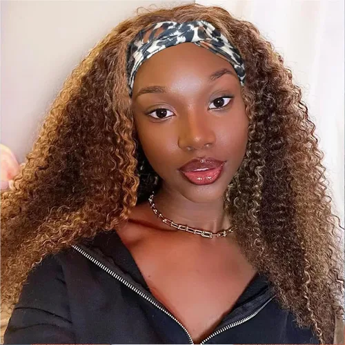Vista 19 de Boopwine Peluca de cabello humano rizado con diadema para mujeres negras, 28 pulgadas, sin pegamento, sin encaje frontal, peluca de cabello virgen