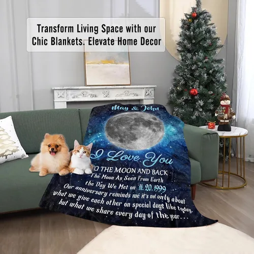 Vista 2 de TURMTF Manta personalizada con foto para mamá de hija e hijo, regalos de boda personalizados para ella, él, pareja, esposa, marido, novia, novio