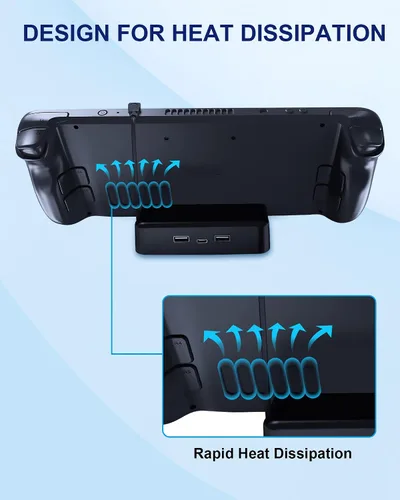 Vista 3 de Base de carga de vapor estación de acoplamiento 3 en 1 base USB-C Hub con 1 puerto de entrada tipo C 45 W 2 puertos de datos USB y cable de datos