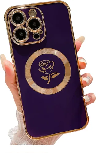 Vista 7 de Funda magnética para iPhone 14 Pro Max, compatible con Magsafe, funda floral de rosa de hadas para mujeres y niñas, funda delgada suave y delgada