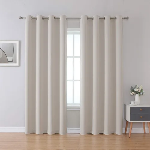 Vista 26 de Inherent Fire Retardant Blackout Curtains, Grommet Top, NFPA 701 Certified Flame Resistant Drape, FR Window Curtains for Classroom, 2 Panels, Black