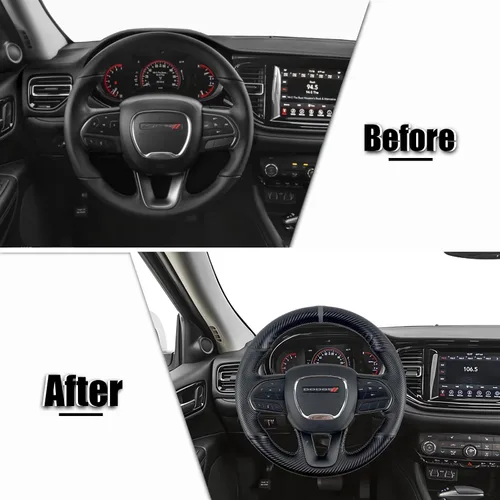 Vista 2 de Envoltura cosida a mano para Dodge Challenger/Dodge Charger/Dodge Durango 2015-2023 Protección interior del volante Accesorios