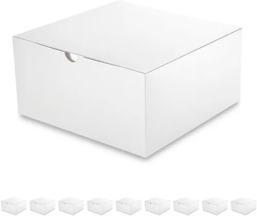 Vista 19 de PACKQUEEN Cajas de regalo de Navidad color dorado champán, paquete de 10 unidades de 6 x 6 x 4 pulgadas, cajas de regalo pequeñas con tapas, cajas
