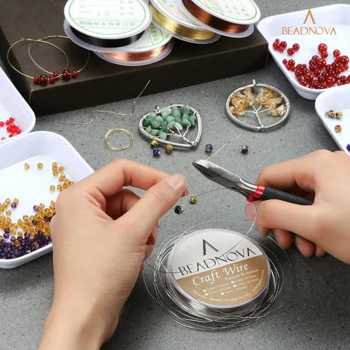 Vista 4 de BEADNOVA Alambre de cobre desnudo resistente al deslustre para hacer joyería (chapado en oro, calibre 26)