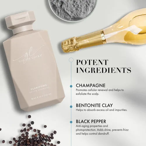 Vista 7 de Goldie Locks Champú clarificante, desintoxicante de limpieza profunda sin sulfatos para el cuero cabelludo y el cabello, elimina la acumulación