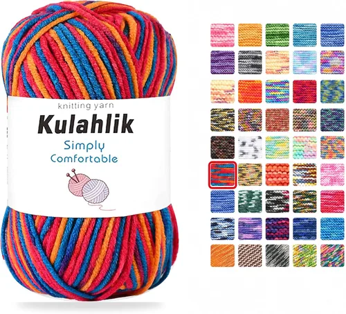 Vista 60 de Hilo acrílico de 8.82 oz (5 x 1.76 oz) para tejer, hilo de hilo degradado colorido, 5 rollos de madejas, perfecto para cualquier proyecto de 06