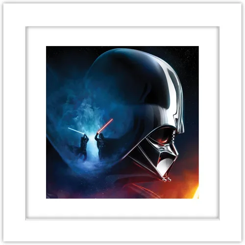 Vista 11 de Gallery Pops Star Wars: Obi-Wan Kenobi - Arte de pared de Darth Vader Saber Fight, versión enmarcada en negro, 12 x 12 pulgadas