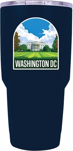 Vista 9 de Washington, D.C. Souvenir - Vaso aislado de acero inoxidable, 24 onzas, color negro, A