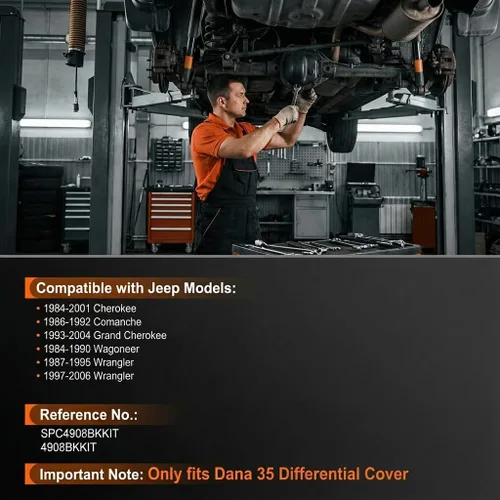 Vista 2 de Cubierta de diferencial Dana 35 con aletas negras y 10 pernos para Jeep YJ Wrangler Cherokee Comanche