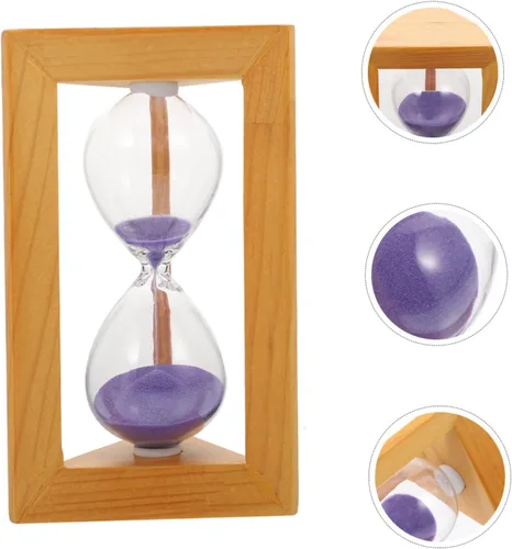 Vista 4 de Elegante Mini Reloj De Arena Temporizador De Arena Temporizador De 5 Minutos De Vidrio De Madera Home Dec