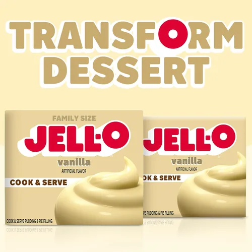 Vista 7 de Jell-O Cook & Serve Mezcla de relleno de pudín de vainilla y pastel, caja de 4.6 onzas Sweet Cook & Serve Pudding & Cake Filling, revuelve