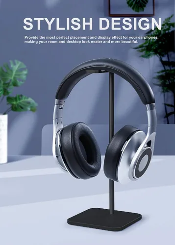 Vista 6 de Soporte para auriculares para escritorio, soporte de auriculares de Negro