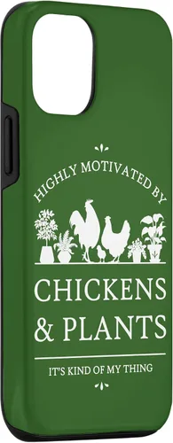Vista 3 de Funda para iPhone 14 altamente motivado por pollos y plantas