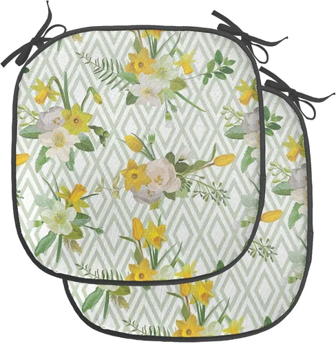 Vista 16 de Ambesonne Flamingo - Cojín de asiento para silla, diseño de fantasía exótica con elementos de vida silvestre hawaiana en colores pastel, acolchado