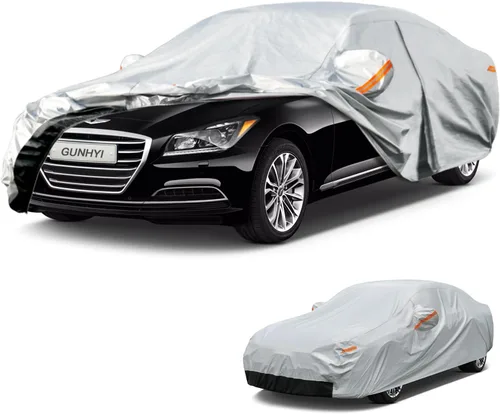 Vista 39 de GUNHYI - Funda de automóvil de 6 capas para Tesla Model 3 (2017-2025), impermeable para todo tipo de clima, protección UV contra la nieve, el sol