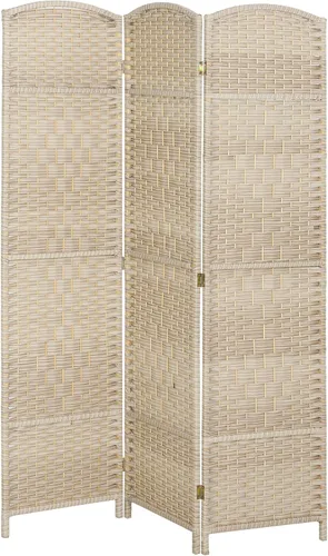 Vista 11 de HOMCOM Divisor de habitación de 3 paneles, pantalla de privacidad plegable de 6 pies de alto, partición de pared independiente tejida a mano