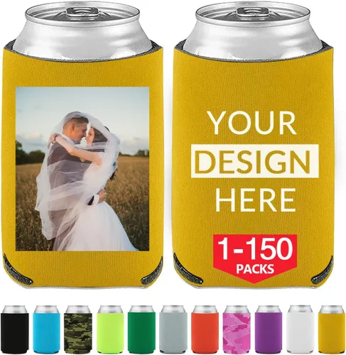 Vista 9 de Enfriadores de cerveza personalizados personalizados con foto imagen logotipo texto personalizado 1-150pcs soporte de latas a granel manga aislante