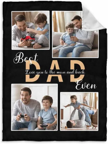 Vista 21 de InterestPrint Manta personalizada para papá de parte de hija e hijo, manta de cama personalizada con el texto "Best Dad Ever" con Love You Daddy, 7