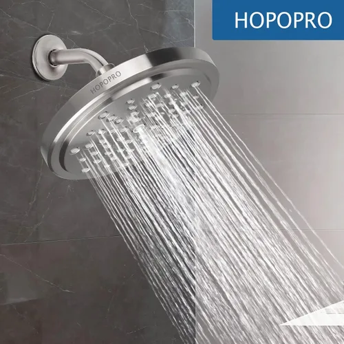Vista 6 de HOPOPRO Brazo de ducha de 6 pulgadas con brida, brazo de cabezal de ducha angular de repuesto para montaje en pared para cabezal de ducha de mano