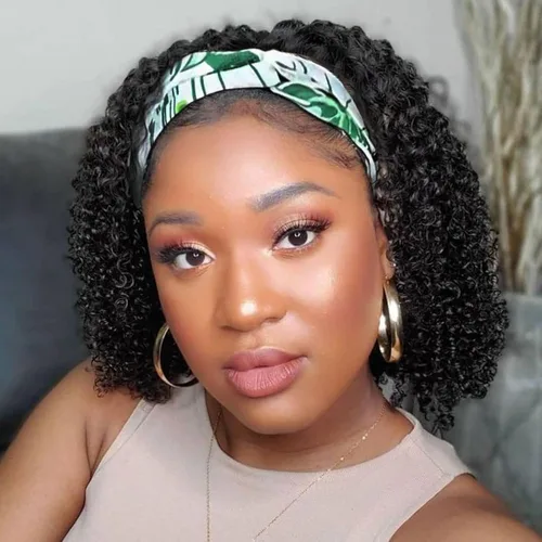 Vista 28 de Aiterina - Peluca de cabello humano con diadema de onda profunda para mujeres negras, cabello brasileño remy, sin pegamento, sin encaje frontal