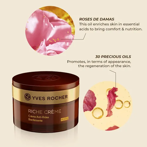 Vista 3 de Yves Rocher Crema Riche Antiarrugas Reconfortante (noche) Suaviza y suaviza la piel 1.7 onzas líquidas