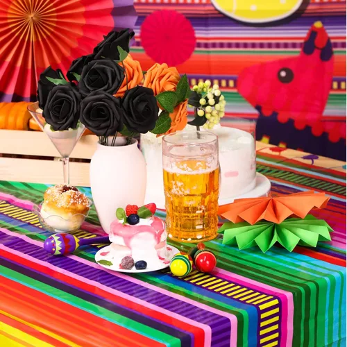 Vista 4 de Pancarta de fondo de fotografía con temática mexicana y Cinco de Mayo impreso de plástico para cabina de fotos mexicana, 51 x 86.6 pulgadas