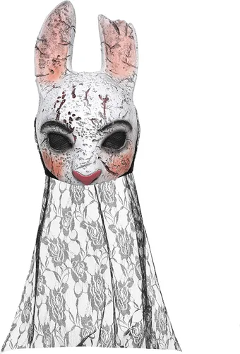 Vista 2 de A&C Hero - Máscara de la cazadora para cosplay, conejo, máscara de conejo, accesorios para mujeres y niñas