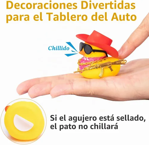 Vista 5 de wonuu Adornos de Pato de Goma para Coche Decoraciones de Salpicadero de Coche para Accesorios Geniales de Coche con Sombrero de Vaquero Collar