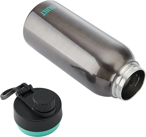 Vista 5 de Built Botella en cascada de acero inoxidable de doble pared de 32 onzas líquidas de boca ancha, tapa de chug resistente a derrames, con agarre