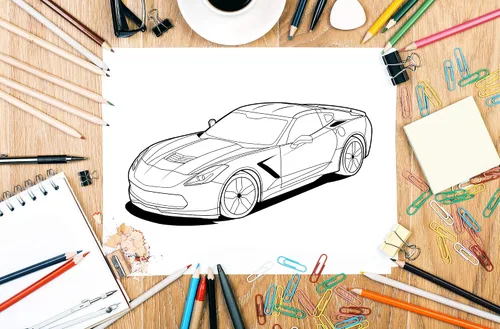 Vista 6 de Dream Cars Coloring Book A Collection of 40+ Cool Sports Cars, Supercars, and Classic Cars Relaxation Coloring Pages for Kids, Adults, Boys, and