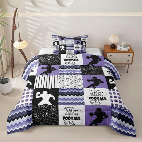 Vista 22 de Erosebridal Softball Comforter Set Patchwork Buffalo Plaid Twin Bedding Sets for Girls Kids Teens Child Galaxy Stars Ball Game Baseball Comforter