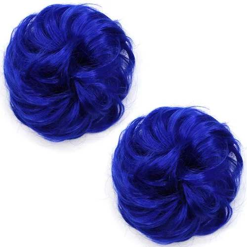 Vista 18 de 2 extensiones de cabello desordenado para moño (12) Banda de goma ondulada y rizada elástica para coleta de caballo