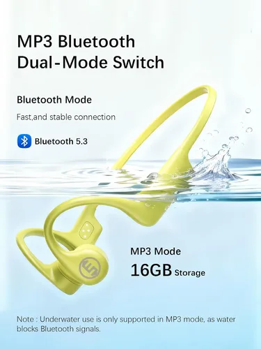 Vista 4 de Essonio Auriculares de conducción ósea ultraligeros (0.92 oz), auriculares inalámbricos Bluetooth 5.3 con MP3 de 16 GB, impermeable IP68 para nadar