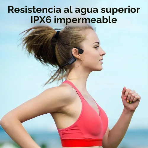 Vista 6 de Auriculares de conducción ósea, auriculares inalámbricos Bluetooth 5.4 de oreja abierta, con micrófono, tiempo de reproducción de 15 horas Negro
