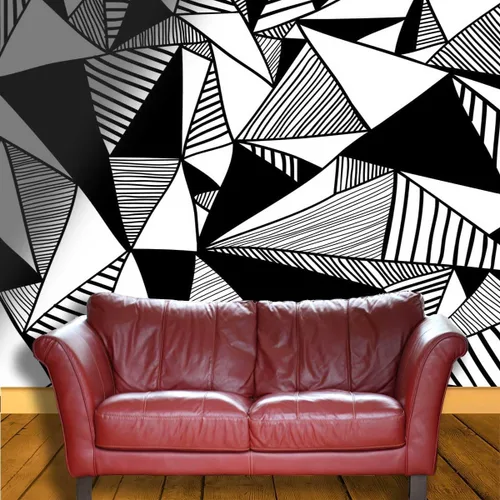 Vista 3 de Papel tapiz para muebles de madera, color blanco y negro, autoadhesivo, formas abstractas, para dormitorio, no necesita pegamento adicional