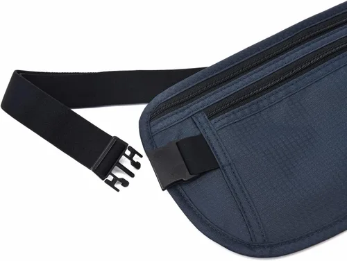 Vista 93 de DAITET Cinturón de dinero, soporte para pasaporte, cartera de viaje oculta segura con bloqueo RFID, riñonera encubierta (negro), Negro, Rfid