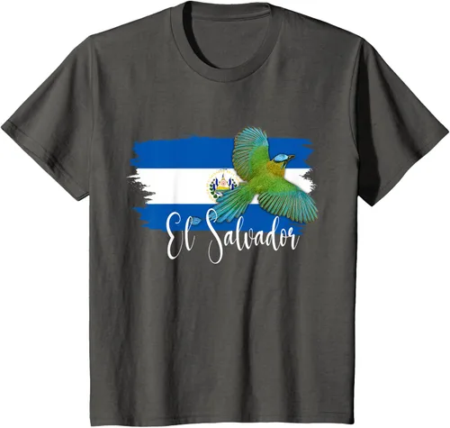 Vista 45 de Camiseta con la bandera de El Salvador, mapa de El Salvador, camiseta de Salvador para mujer, Negro