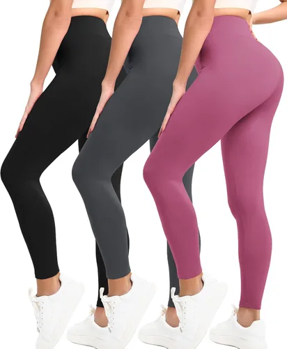 Vista 9 de Natural Feelings Buttercloud - Paquete de 3 leggings para mujer, cintura alta, pantalones de yoga suaves como la mantequilla, para uso diario