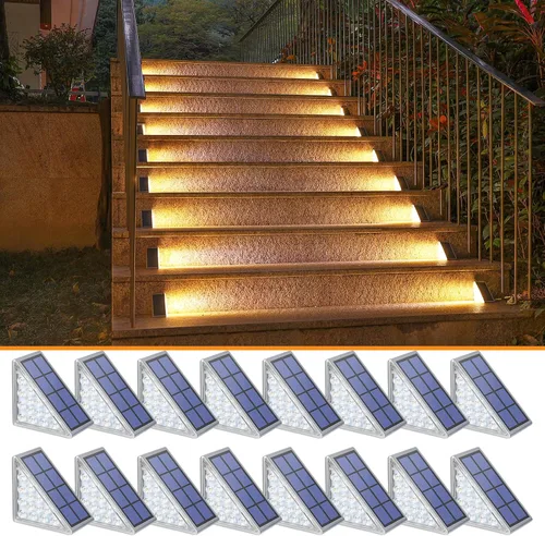 Vista 10 de NIORSUN Luces solares, impermeabilidad IP67, encendido/apagado automáticos, para escalones exterior, escalera, patio, porche, puerta delante, acera