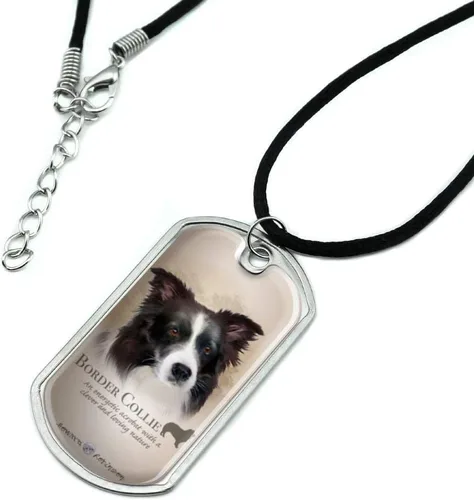 Vista 2 de GRAPHICS & MORE Border Collie - Collar con colgante de placa de perro militar con cordón, Metal, Sin gemas.