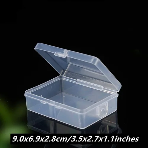 Vista 4 de Caja de almacenamiento rectangular de 3 piezas con tapas con bisagras, 3.5 x 2.7 x 1.1 pulgadas, contenedores de almacenamiento de plástico