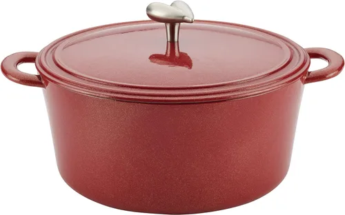 Vista 22 de Ayesha Curry Kitchenware - Sartén de hierro fundido esmaltado con mango auxiliar y boquillas de vertido, 12 pulgadas, color azul ancla
