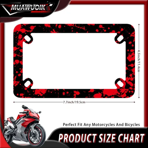 Vista 2 de Marco de placa de matrícula de motocicleta con salpicaduras de sangre para Halloween, de acero inoxidable, divertido soporte para placa
