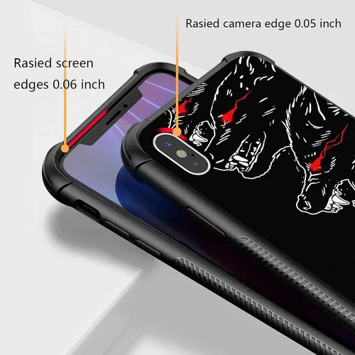 Vista 4 de Funda compatible con iPhone Xs, diseño de plexiglás X para niños y hombres, diseño de lobo malo, a prueba de golpes, antiarañazos, para iPhone X/Xs