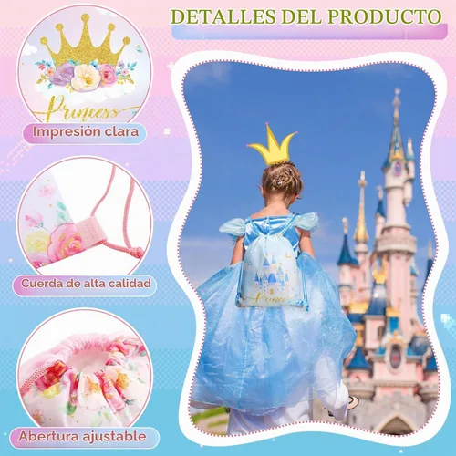 Vista 3 de Censen 24 piezas de bolsas con cordón, conjunto a granel, 12 x 10 pulgadas, bolsas de regalo con temática de princesa y príncipe, bolsas de regalo