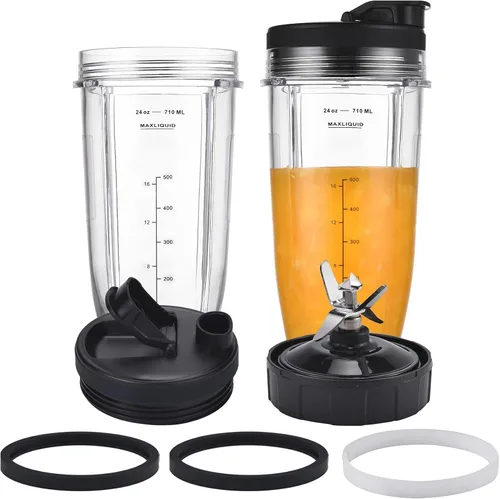 Vista 16 de Vasos de licuadora aptos para Ninja, piezas de repuesto de vasos de 16 onzas con tapas, accesorios de licuadora compatibles con Nutri Ninja Auto IQ